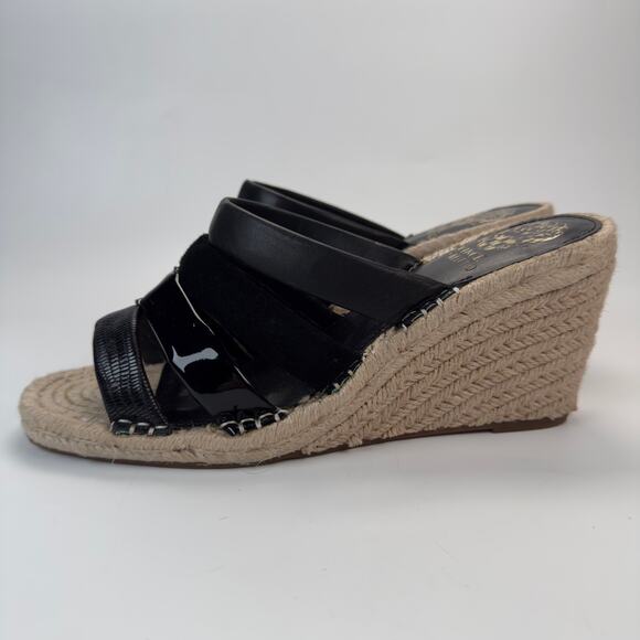 Vince Camuto Women's Wedge Heels Black Canvas Summer Size 9 - Picture 9 of 12
